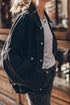Metal Buttons Flap Pocket Drop Shoulder Denim Jacket